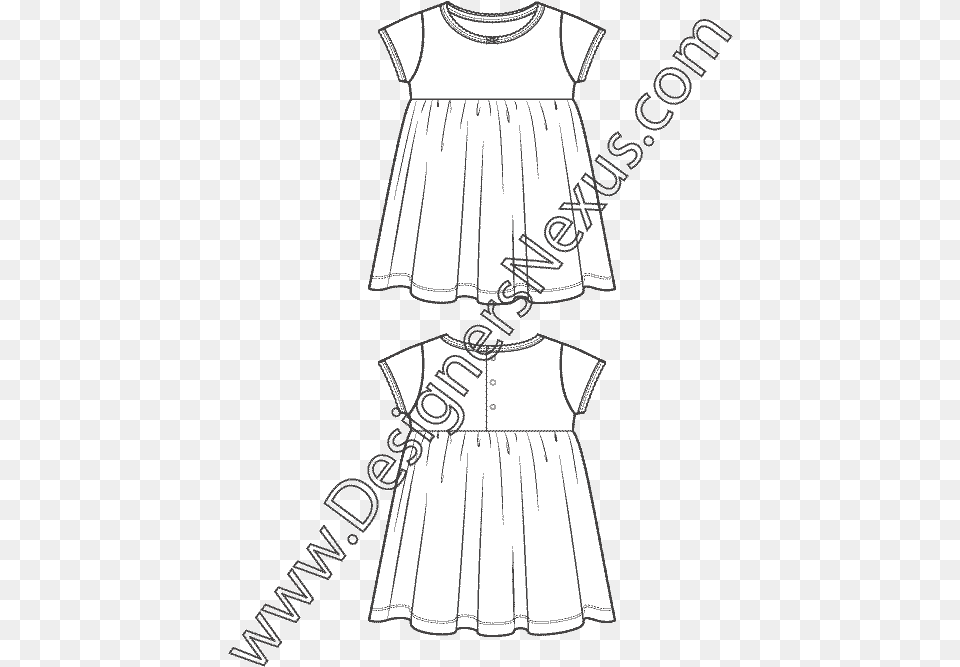 Kids Apparel Flat Sketch V Fully Fashion Technical Drawing Free Transparent Png