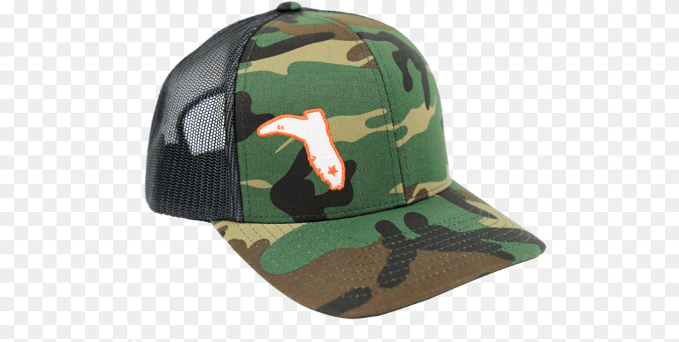 Kids Army Camo Black Off Center White Boot With Orange Outline For Baseball, Baseball Cap, Cap, Clothing, Hat Free Transparent Png