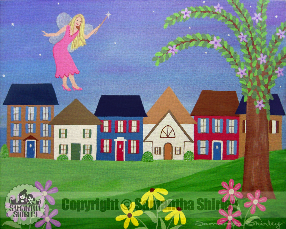 Kids Art Print Of Children39s Town Guardian Painting Child, Neighborhood, Adult, Plant, Person Free Transparent Png