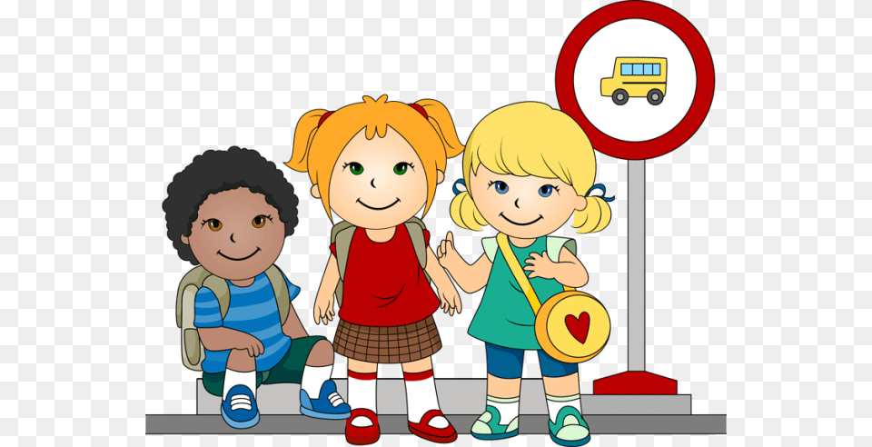 Kids Back To School Clipart School Bus Stop Clipart, Bus Stop, Outdoors, Baby, Person Free Transparent Png