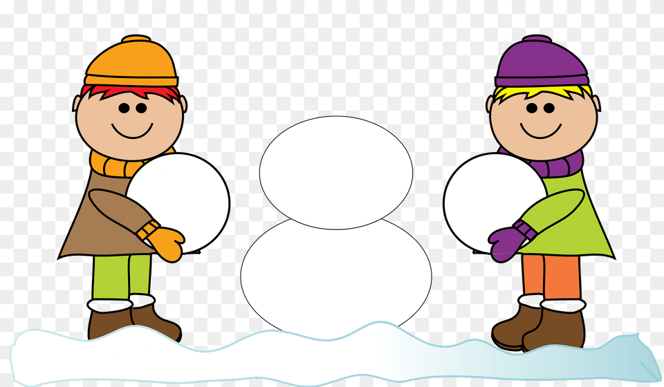 Kids Building A Snowman Clipart, Outdoors, Nature, Face, Head Free Png