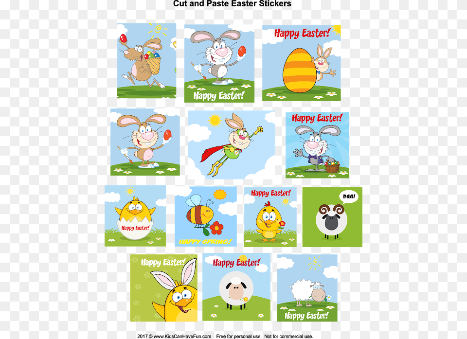Kids Can Cut Out These Cute Easter Stickers And Paste Cartoon, Book, Comics, Publication, Baby Free Transparent Png