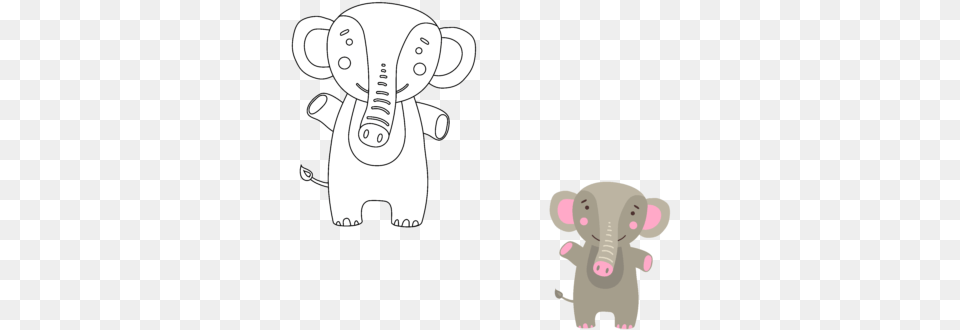Kids Coloring Animal Elephant Vector Animated Cartoon, Mammal, Wildlife, Bottle, Shaker Free Png Download