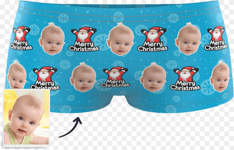 Kids Custom Face Boxer Christmas Santa Claus Christmas Day, Baby, Person, Clothing, Underwear Free Png