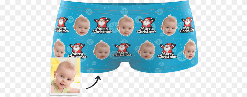 Kids Custom Face Boxer Santa Claus, Baby, Person, Clothing, Underwear Free Png Download