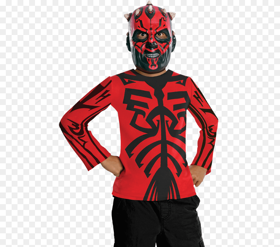 Kids Darth Maul Costume Top And Mask, Adult, Sleeve, Person, Man Free Png