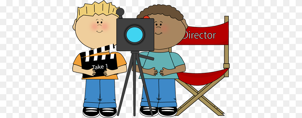 Kids Directing Behind Movie Camera Clip Art Kids Directing Kid Director Clipart, Photography, Tripod, Baby, Person Png