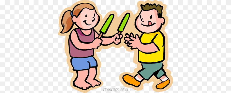 Kids Eating A Popsicle Sharing Royalty Vector Good Moral Values, Baby, Person, Face, Head Free Transparent Png