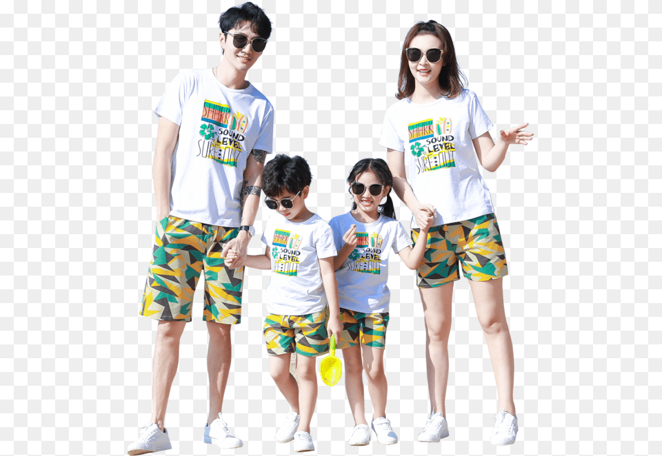 Kids Family Outfits Short Sleeve T Shirt Casual Color Vacation, Accessories, Shorts, T-shirt, Sunglasses Free Transparent Png