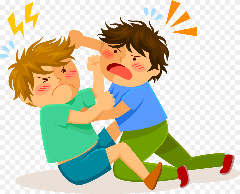 Kids Fighting Amp Free Kids Fighting Transparent Hitting Clipart, Baby, Person, Art, Graphics Png