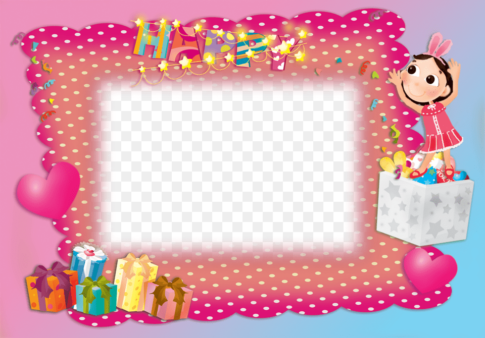 Kids Frames S Frame Happy Birthday Pink, Person, People, Baby, Cream Free Png