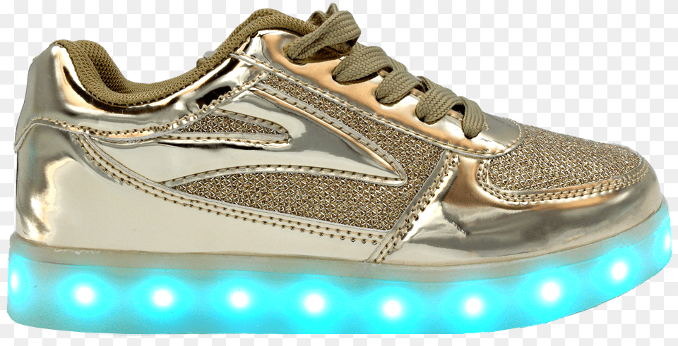 Kids Gold Ledshoes Lowtop Gold Lighted Mens Shoes, Clothing, Footwear, Shoe, Sneaker Png Image