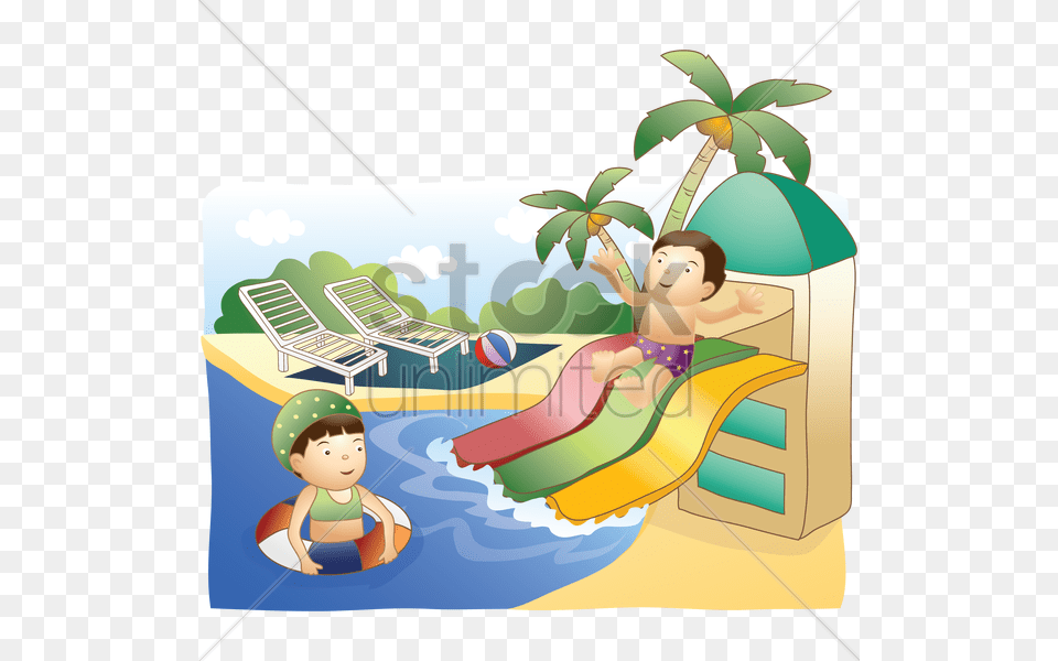 Kids Having Fun In Waterpark Vector, Play Area, Baby, Person, Outdoors Png Image