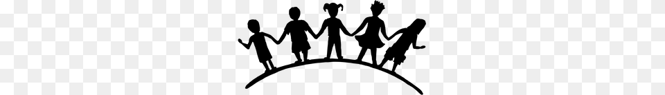 Kids Holding Hands, Gray Free Transparent Png