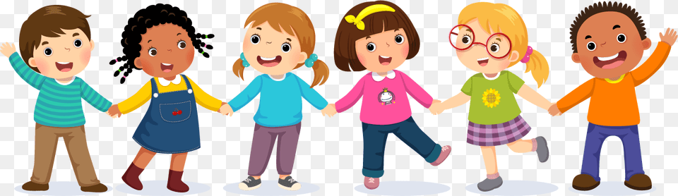 Kids Holding Hands Cartoon, Baby, Person, Clothing, Pants Png Image