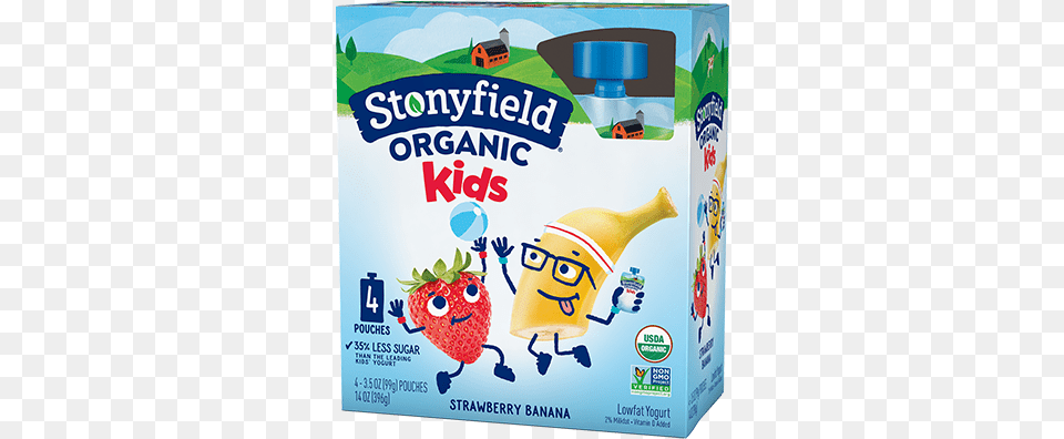 Kids Low Fat Pouches Strawberry Banana Stonyfield Strawberry Banana Yogurt, Food, Fruit, Plant, Produce Free Png Download