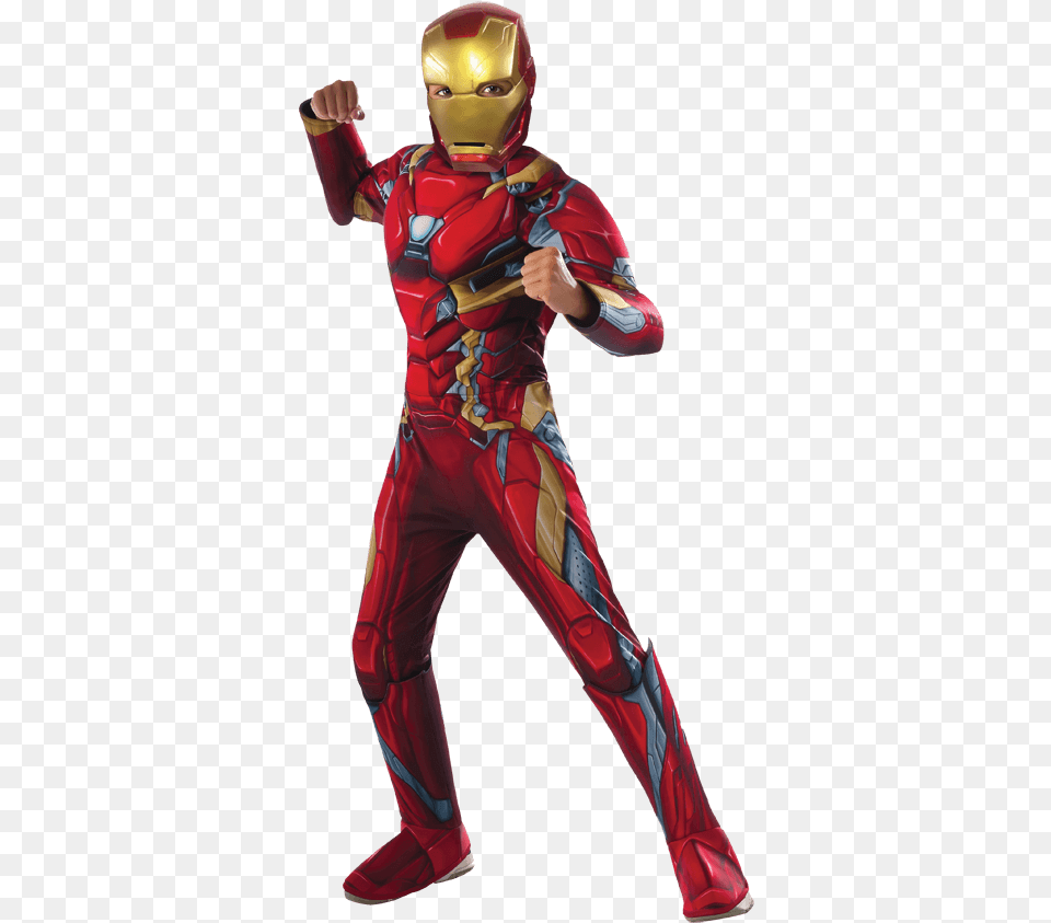 Kids Marvel Civil War Deluxe Iron Man Costume Boys Marvel Superhero Costume, Adult, Male, Person, Armor Free Transparent Png