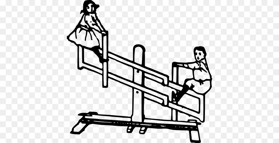 Kids On A Seesaw, Gray Free Png