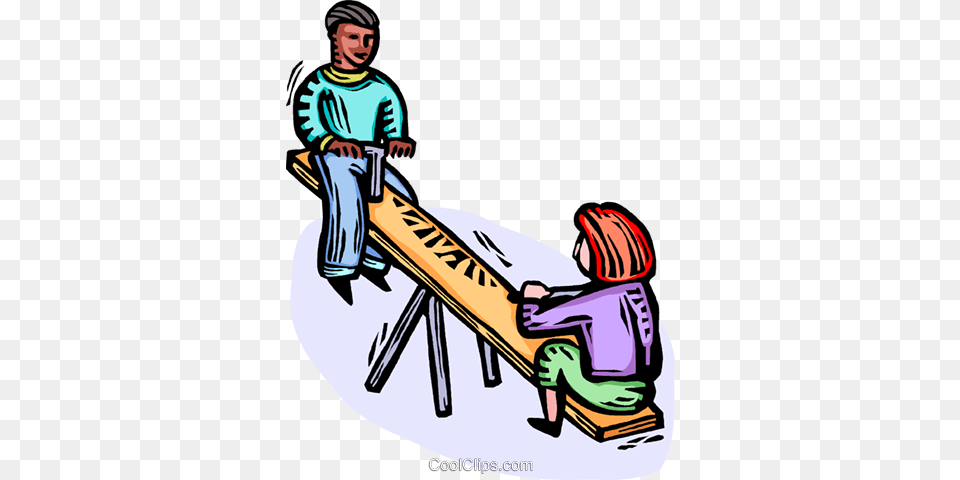 Kids On A Teeter Totter Royalty Vector Clip Art Illustration, Seesaw, Toy, Adult, Male Free Png Download