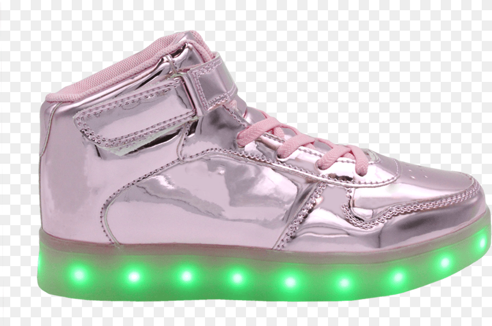 Kids Pink Shiny Ledshoes Hightop Led Shoes, Clothing, Footwear, Shoe, Sneaker Free Transparent Png