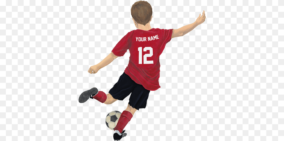 Kids Play Graphics Sport Football Soccer Kick Handpainted Soccer Player Art Painting, T-shirt, Person, Male, Clothing Free Png Download