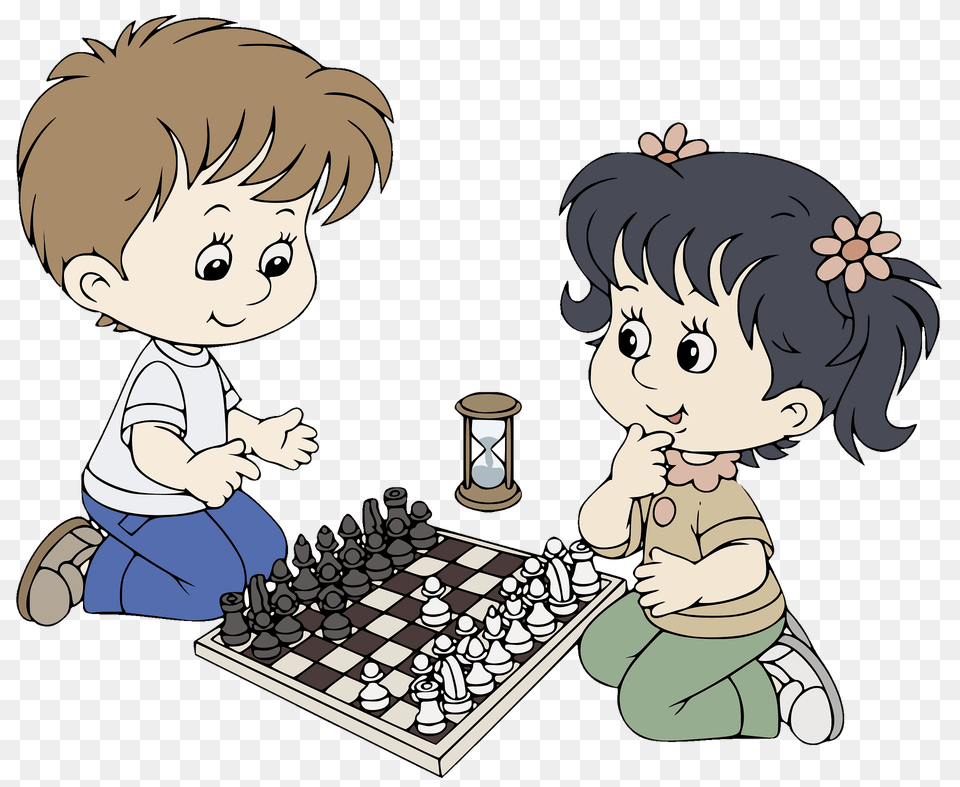 Kids Playing Chess Clipart, Baby, Person, Face, Head Png Image