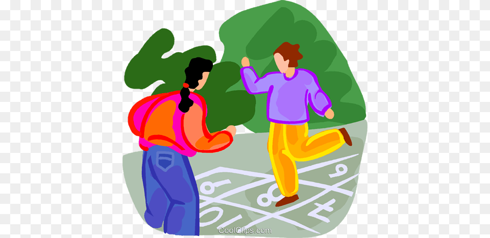 Kids Playing Hopscotch Royalty Vector Clip Art Illustration, Adult, Person, Male, Female Free Png