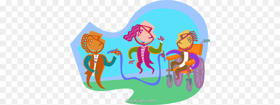 Kids Playing Jump Rope Royalty Vector Clip Art Illustration, Painting, Drawing Free Png