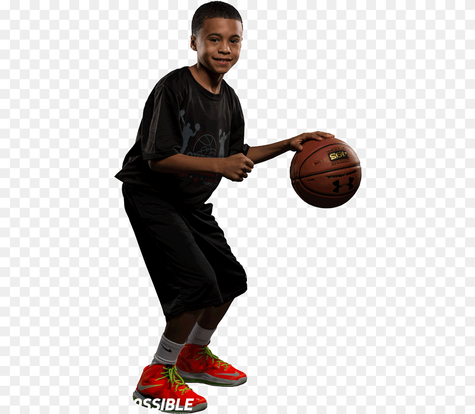 Kids Program Anthony Porter Basketball Kid Playing Basketball, Footwear, Shoe, Clothing, Ball Free Png Download
