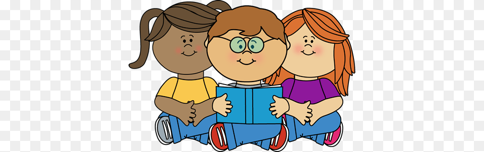 Kids Reading A Book Clipart, Person, Publication, Comics, Baby Png