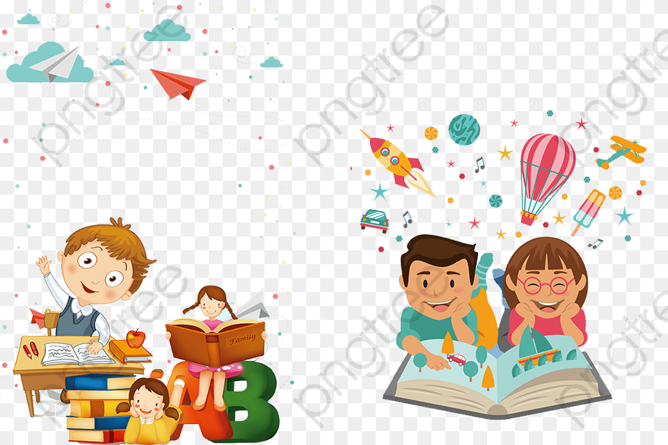 Kids Reading Clipart Studying Disfrutar De La Lectura, Publication, Baby, Person, Book Free Png Download