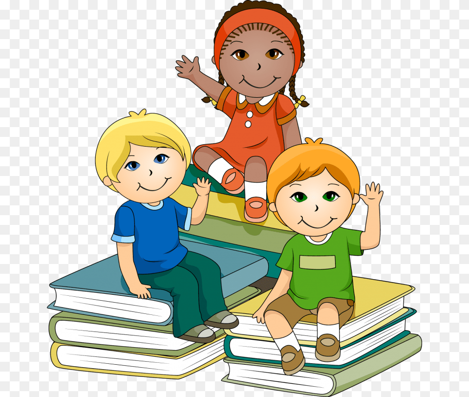 Kids Reading Kid Reading Clipart Wikiclipart Clipartandscrap, Book, Comics, Publication, Baby Free Png Download