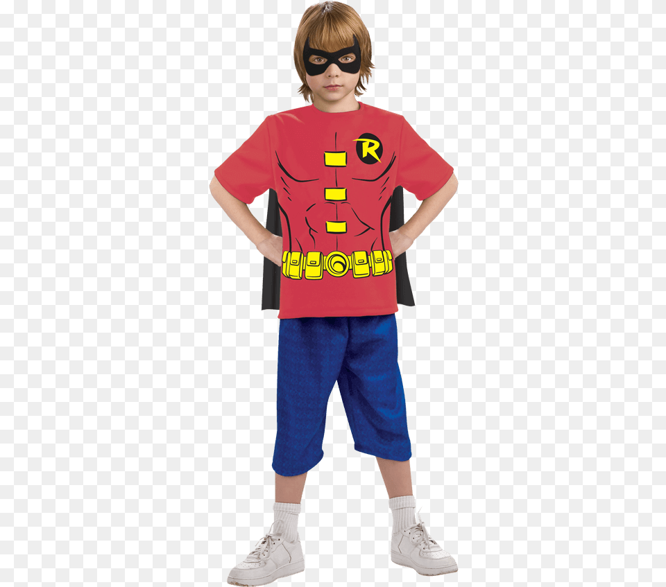 Kids Robin Cape T Shirt With Mask John Cena Klder, Boy, Shoe, Person, Male Png Image