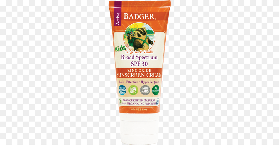Kids Sunscreen Cream Badger Badger Kids Sunscreen Cream Spf, Bottle, Cosmetics, Lotion, Food Free Png Download