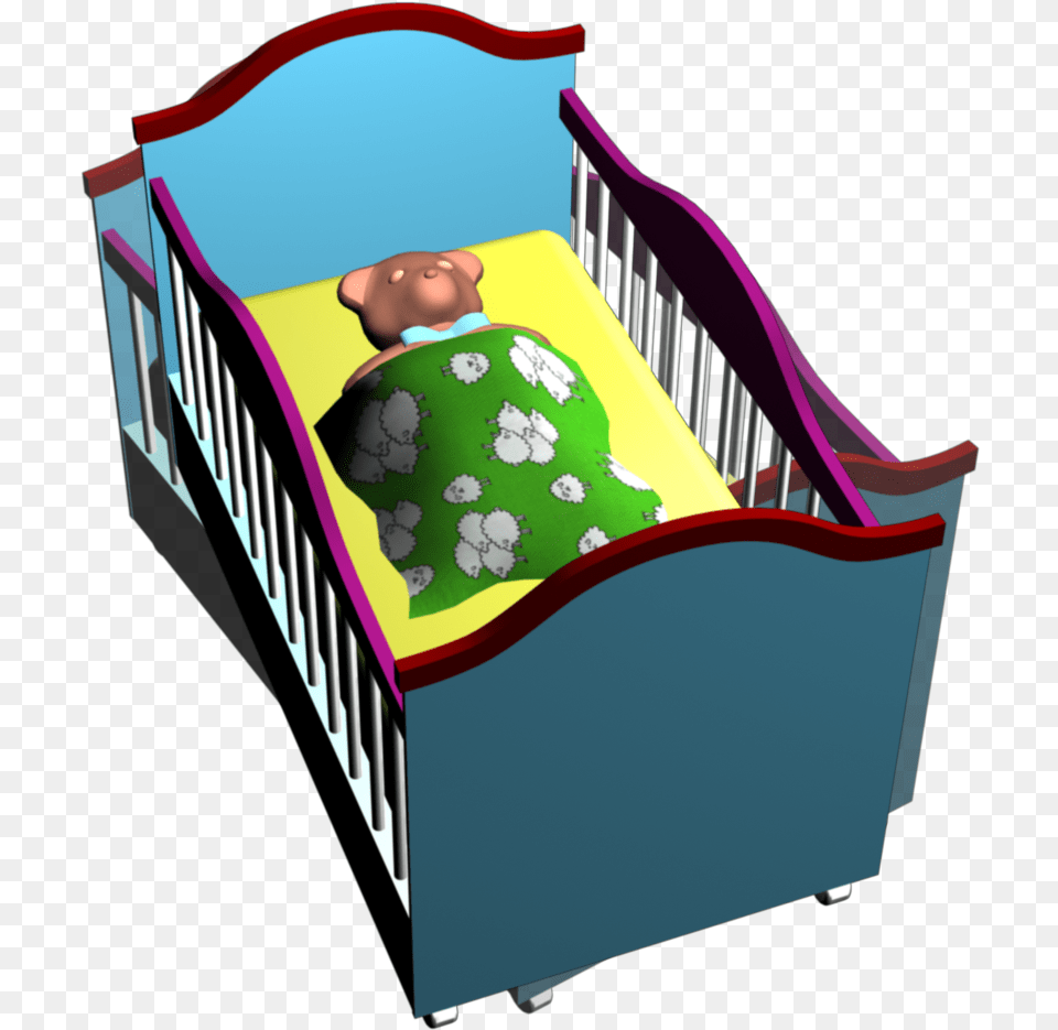 Kids Themed Video Clipart With Baby Crib And Teddy Play, Furniture, Infant Bed, Person Png