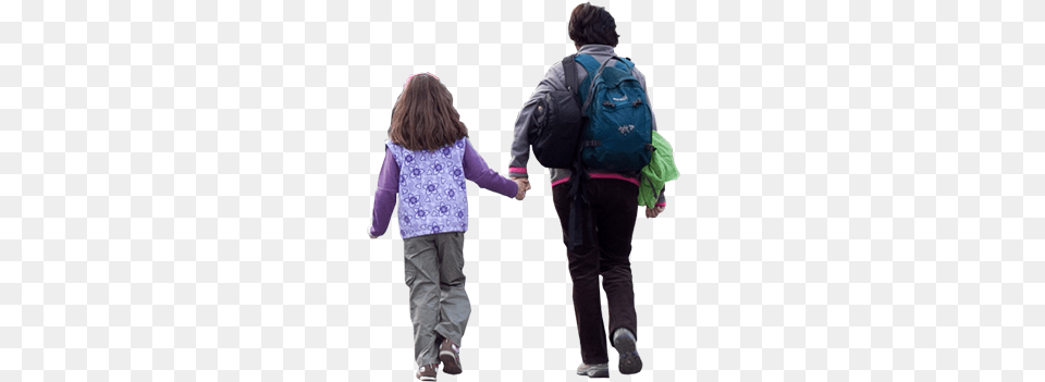 Kids Walking Download Mother And Child Cutout, Person, Bag, Clothing, Coat Free Png