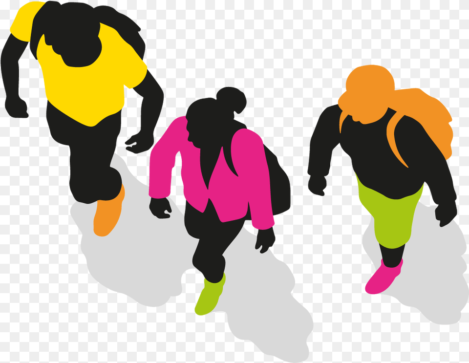 Kids Walking Three Children Walking To School Human Top View People Silhouette, Baby, Person, Outdoors, Bag Png