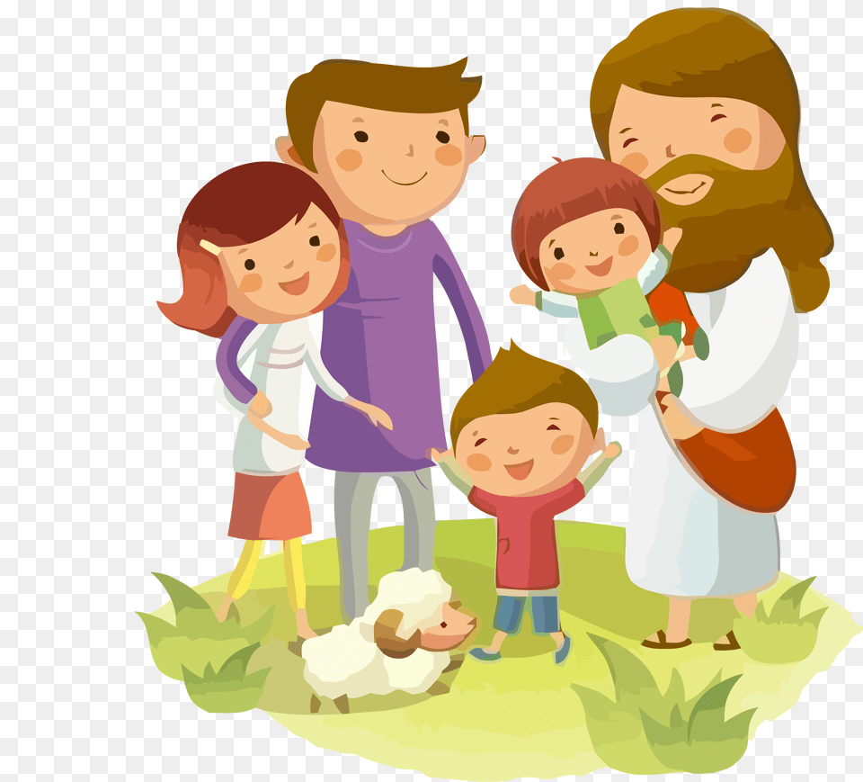 Kids With Jesus Cartoon, Person, People, Baby, Face Png Image