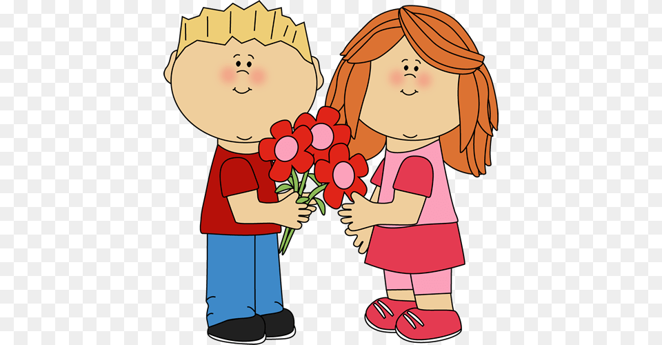 Kids With Valentine39s Day Flowers Clip Art Valentine Kids Clipart, Smelling, Face, Person, Head Free Png