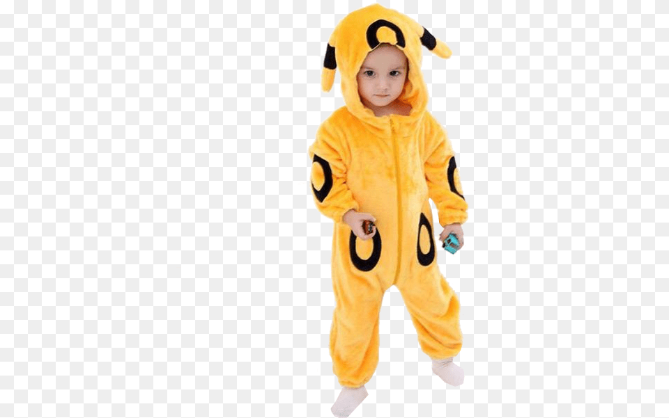 Kids Yellow Umbreon Onesies Hooded, Clothing, Coat, Costume, Person Free Transparent Png
