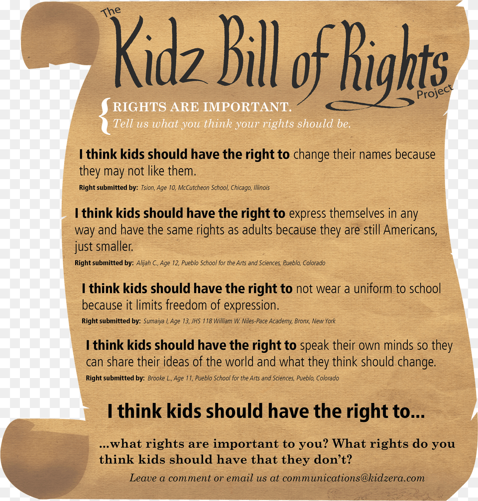 Kidz Bill Of Rights What Rights Do You Think Kids Should Bill Of Rights For Kids Free Png