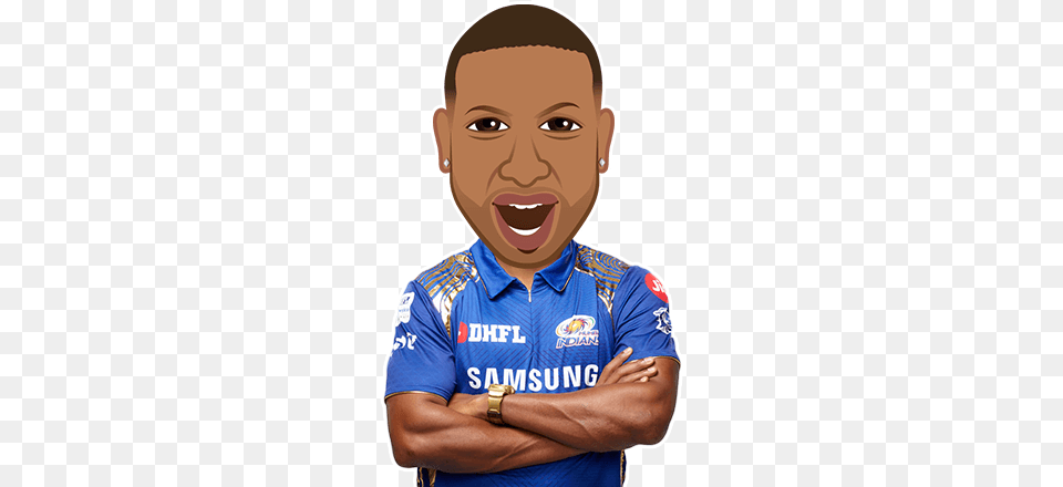 Kieron Pollard Mumbai Indians Rohit Sharma, Clothing, Face, Head, Person Png