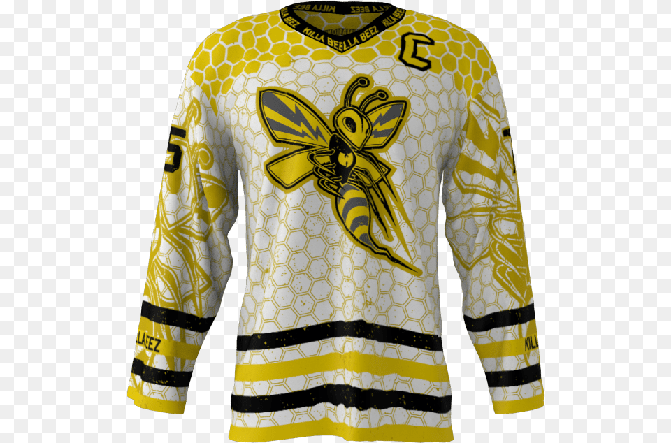 Killer Bees White Custom Hockey Jersey Hockey Jersey, Shirt, Clothing, Long Sleeve, Sleeve Free Png Download