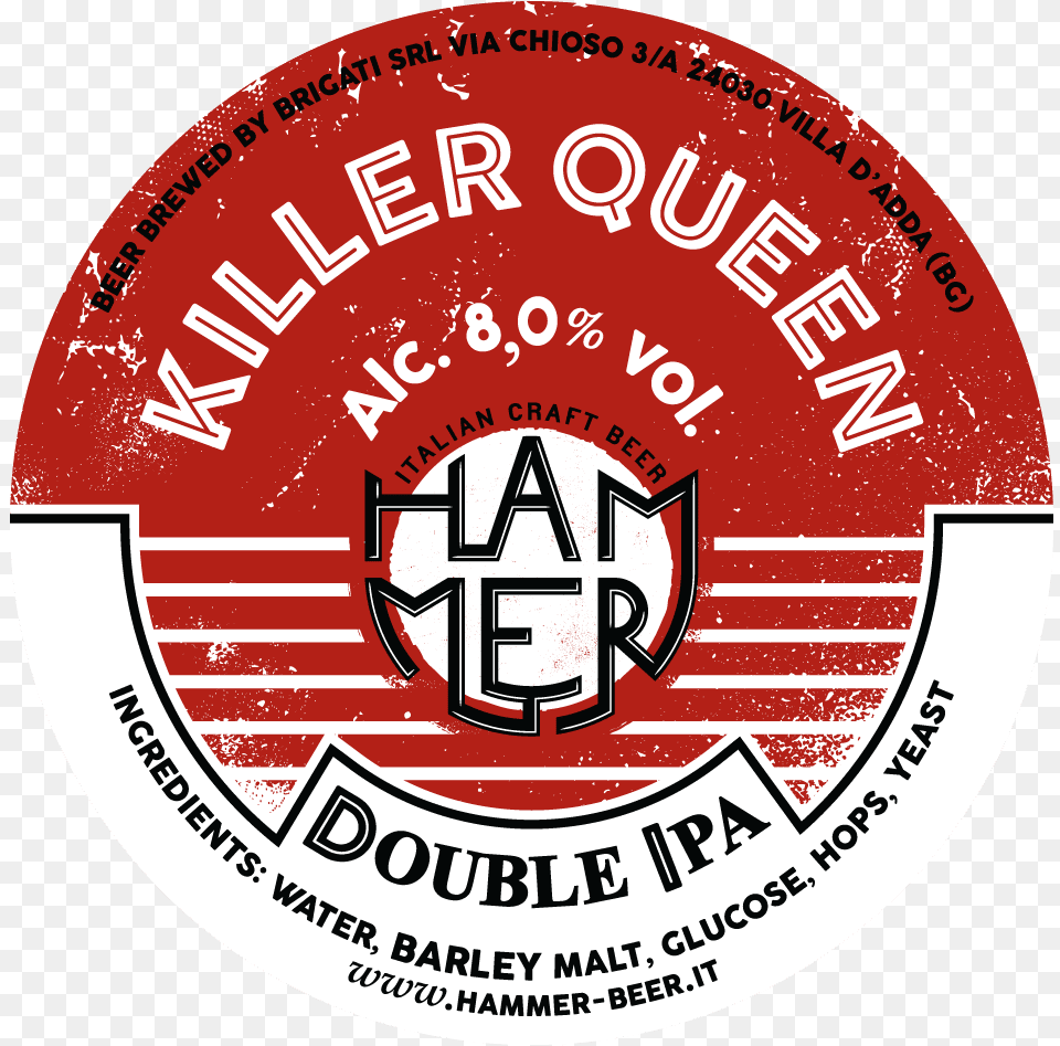 Killer Queen Double Ipa Hammer Beer Birrificio Hammer, Sticker, Emblem, Symbol, Logo Free Transparent Png