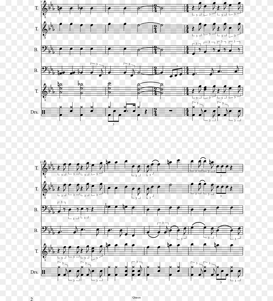 Killer Queen Sheet Music Composed By Queen 2 Of 4 Pages, Gray Free Transparent Png