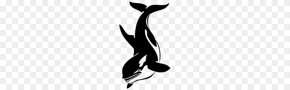 Killer Whale Swimming Down Sticker, Silhouette, Animal, Sea Life, Adult Png