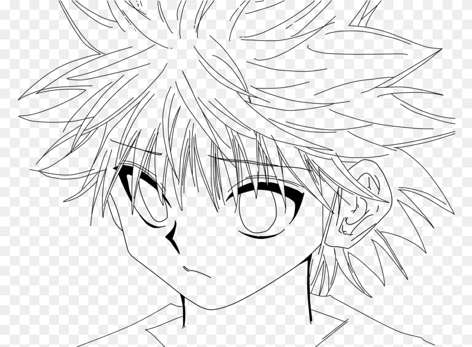 Killua Transparent Black And White Line Art, Nature, Night, Outdoors Free Png