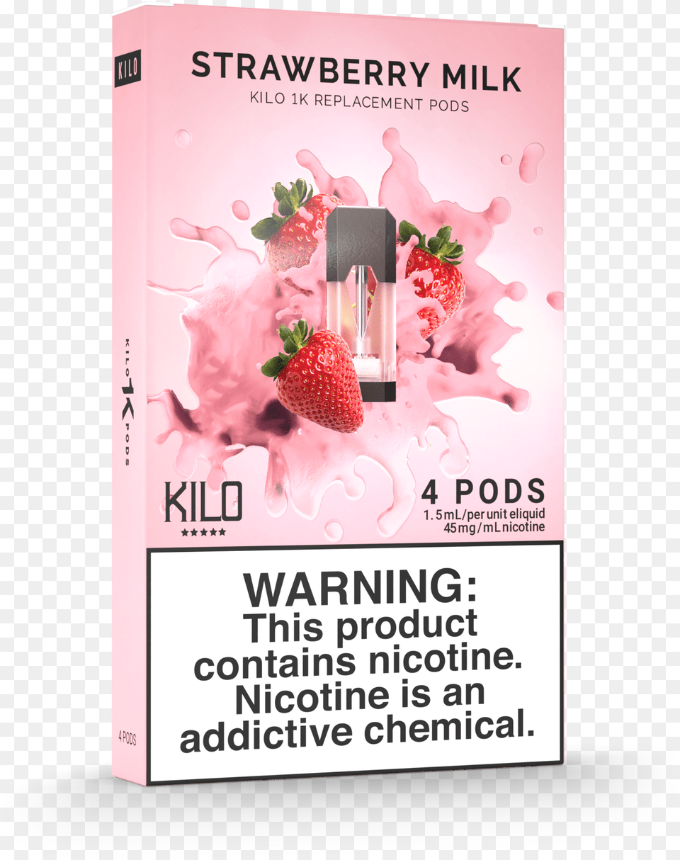 Kilo Pods Strawberry Milk, Advertisement, Poster, Berry, Food Free Transparent Png