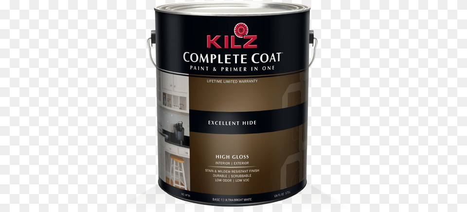 Kilz Complete Coat Kilz Complete Coat High Gloss Ultra Bright White Base, Paint Container, Bottle, Shaker Png Image