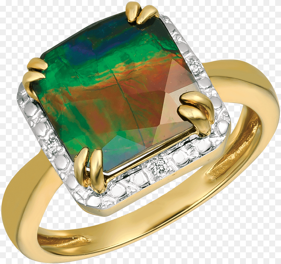 Kim 14k Yellow Gold Diamond Ring By Korite Ammolite Ring, Accessories, Gemstone, Jewelry, Ornament Free Transparent Png